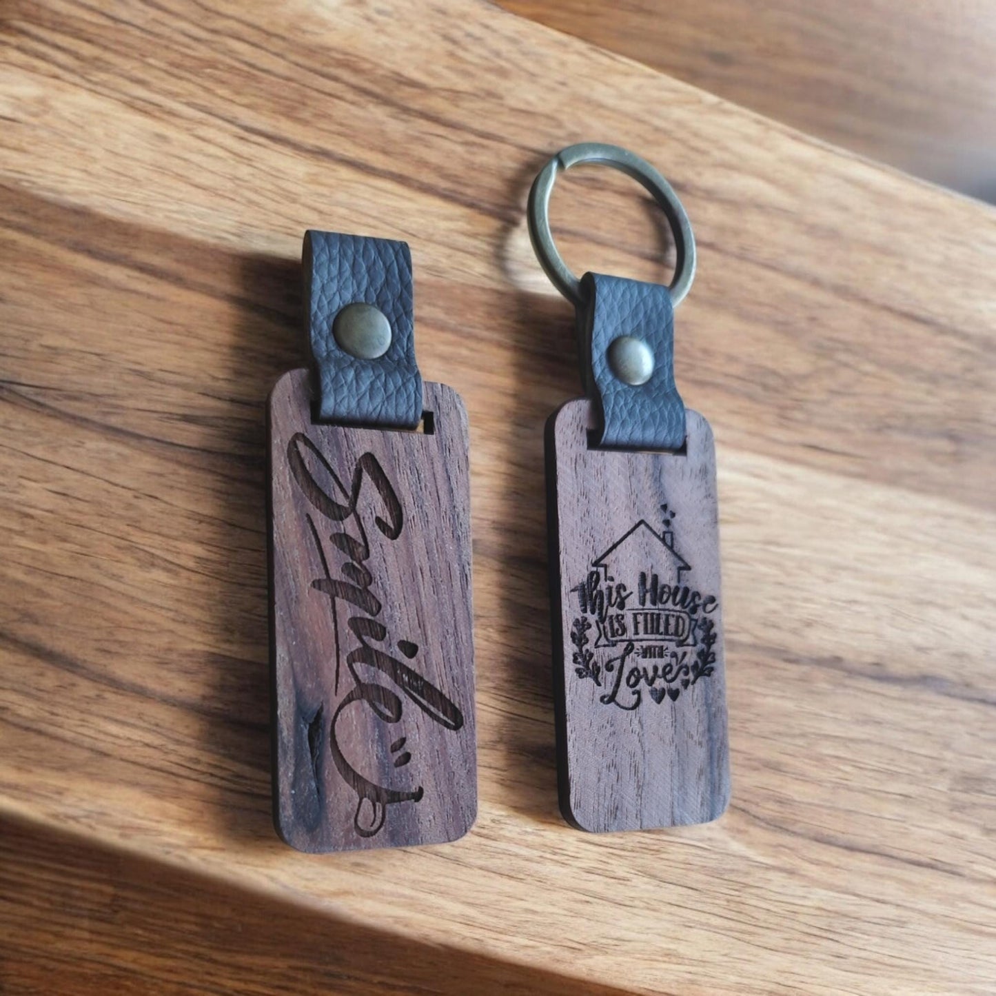 Personalized Walnut Wood Keychain