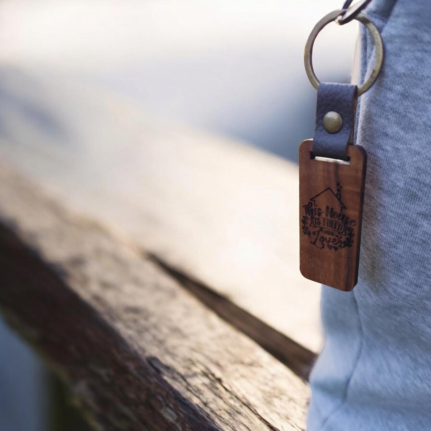 Personalized Walnut Wood Keychain