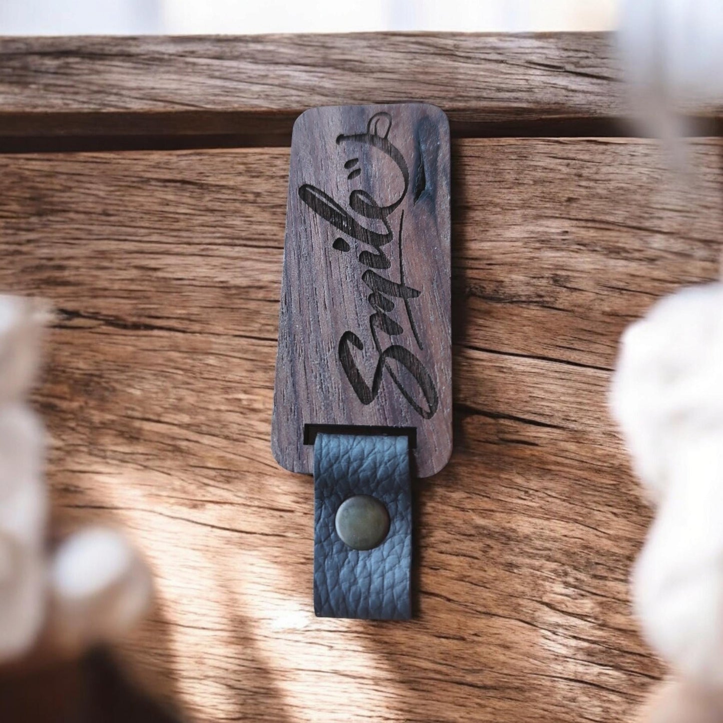 Personalized Walnut Wood Keychain
