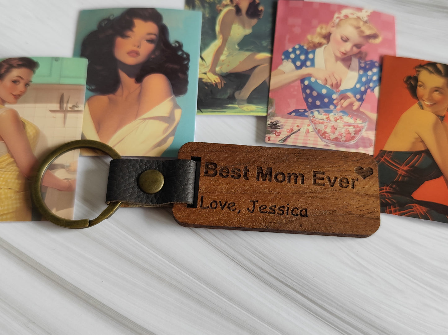 Personalized Walnut Wood Keychain