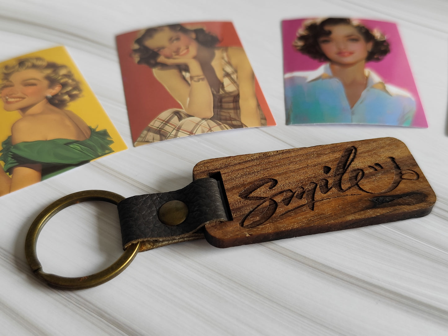Personalized Walnut Wood Keychain