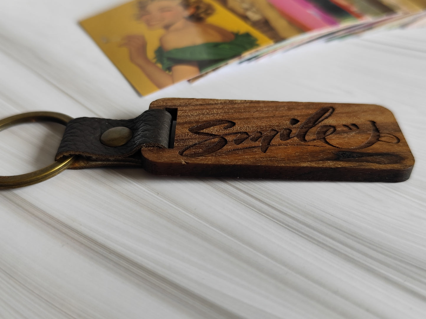 Personalized Walnut Wood Keychain