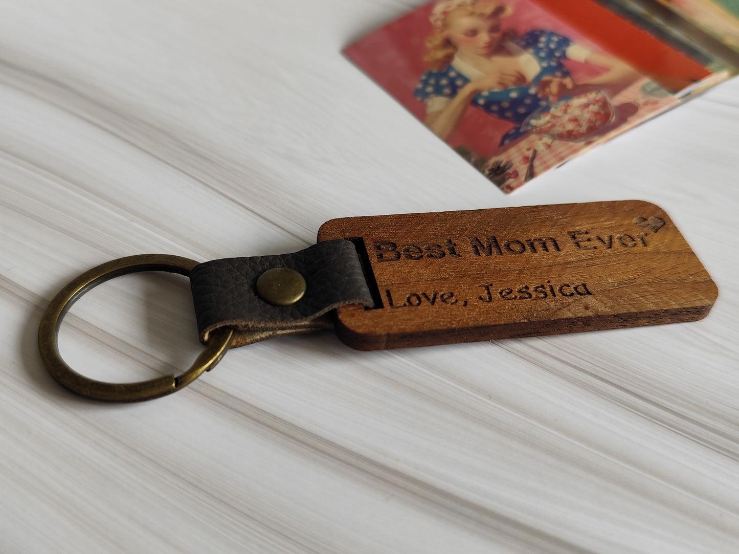 Personalized Walnut Wood Keychain