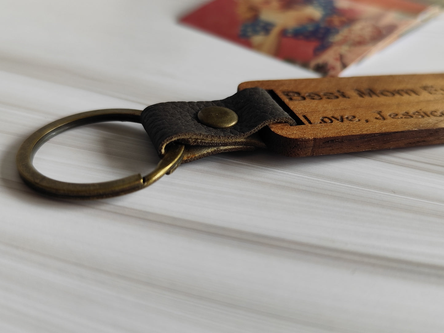 Personalized Walnut Wood Keychain