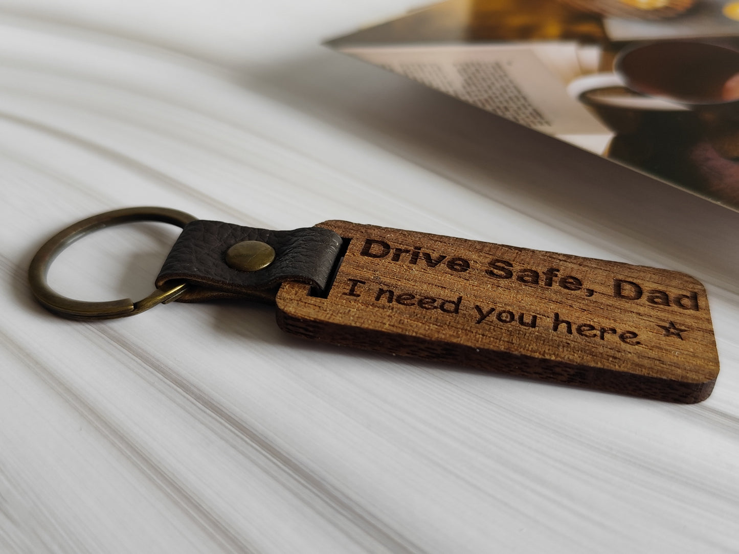 Personalized Walnut Wood Keychain