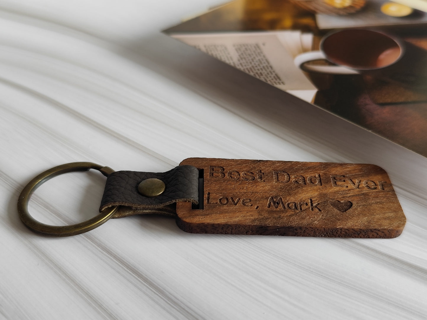 Personalized Walnut Wood Keychain