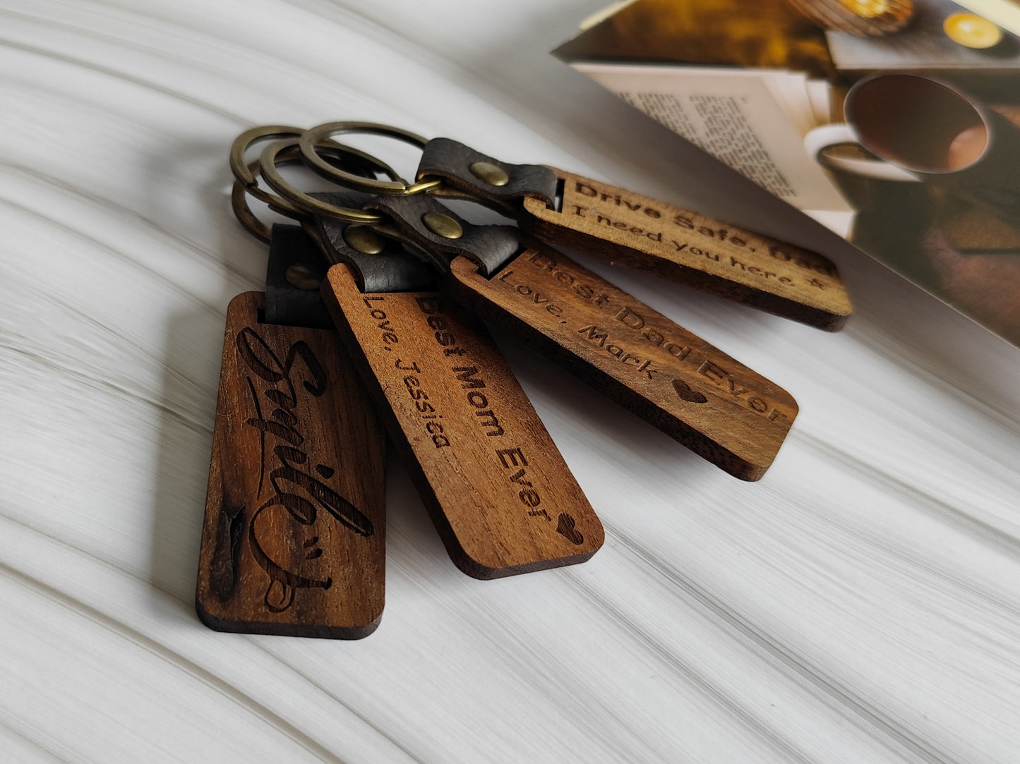 Personalized Walnut Wood Keychain
