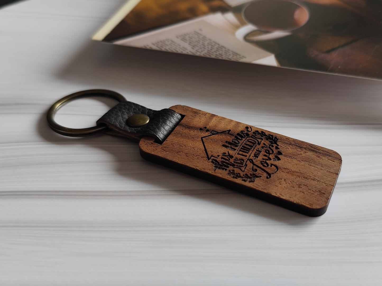 Personalized Walnut Wood Keychain