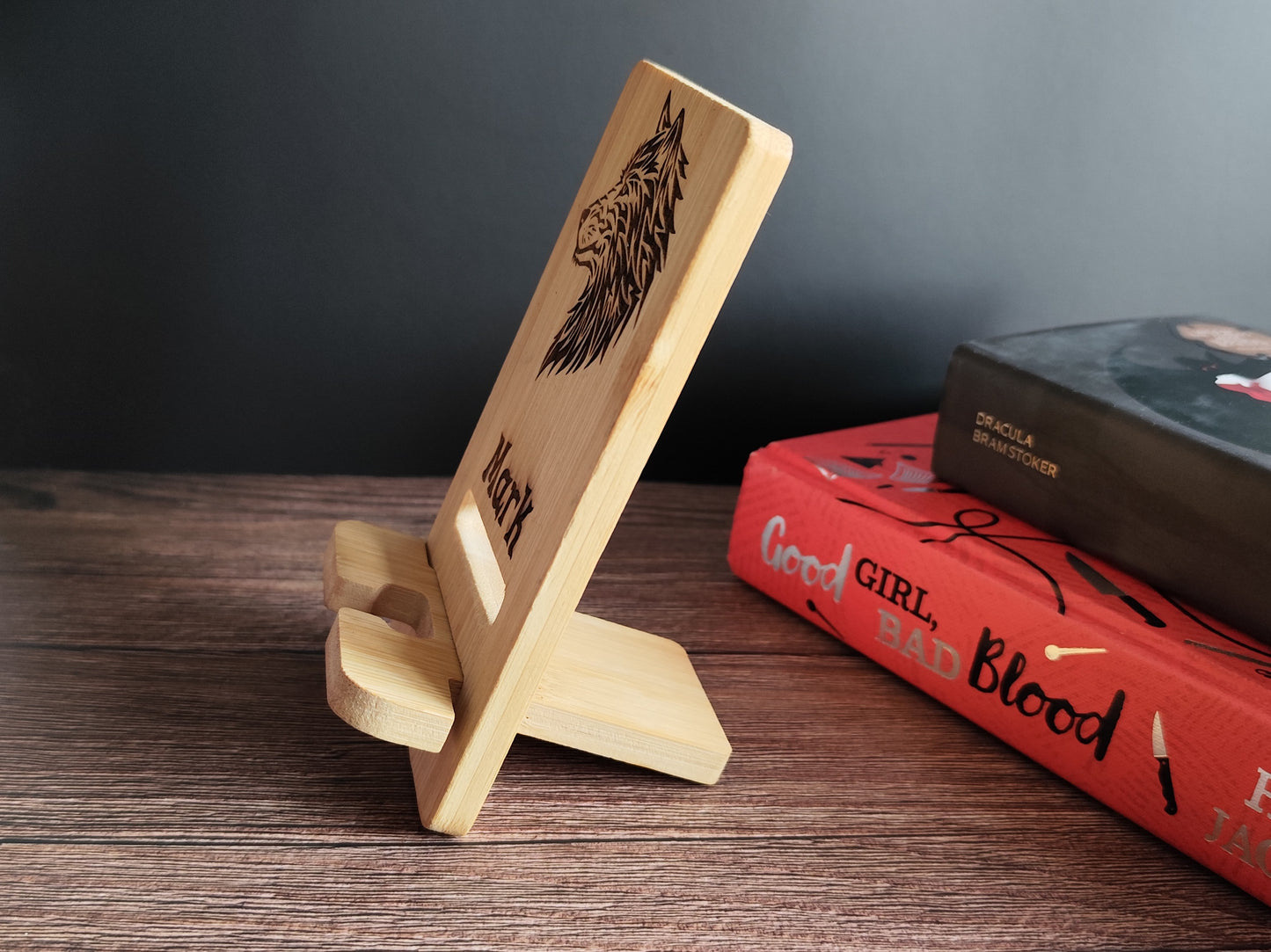 Personalized Phone Holder – Wooden Stand with Individual Engraving