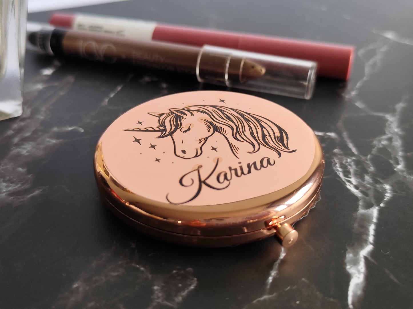 Personalized Compact Mirror – Custom Engraved Gift for Her, Bridesmaid, Mom