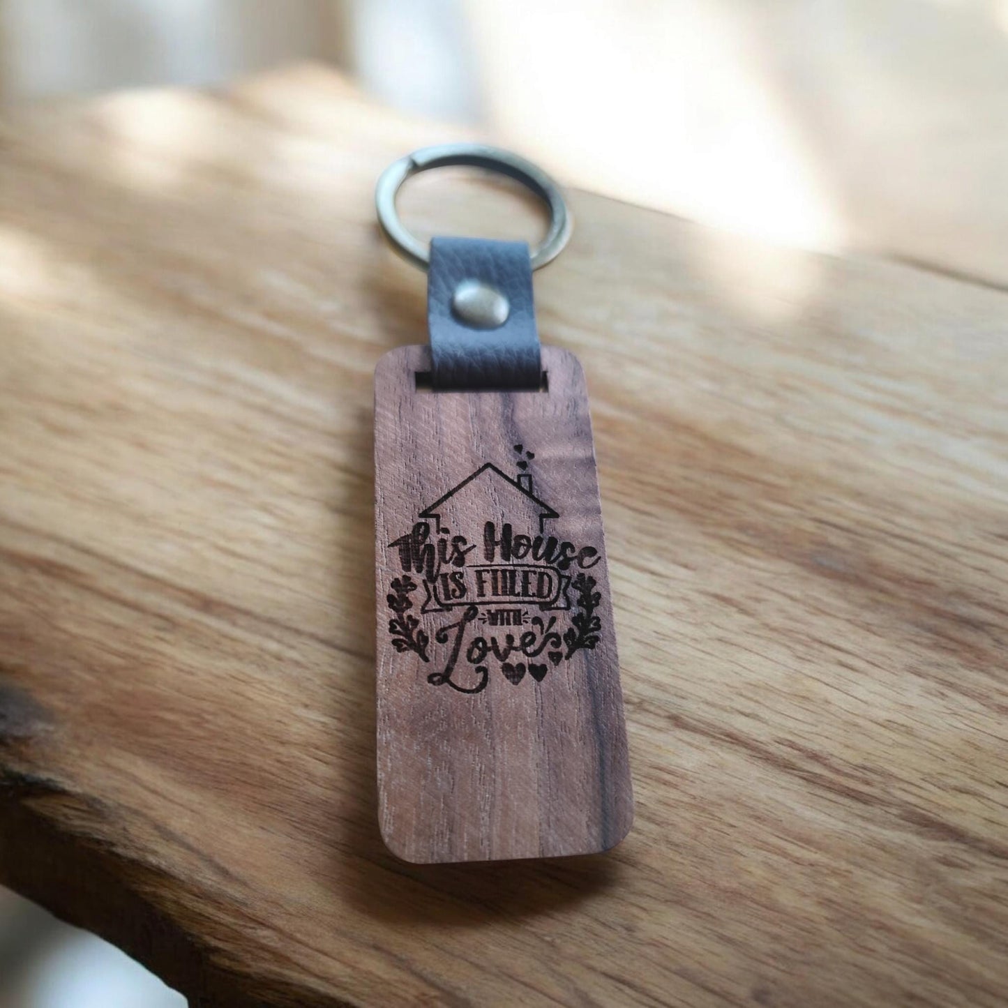 Personalized Walnut Wood Keychain