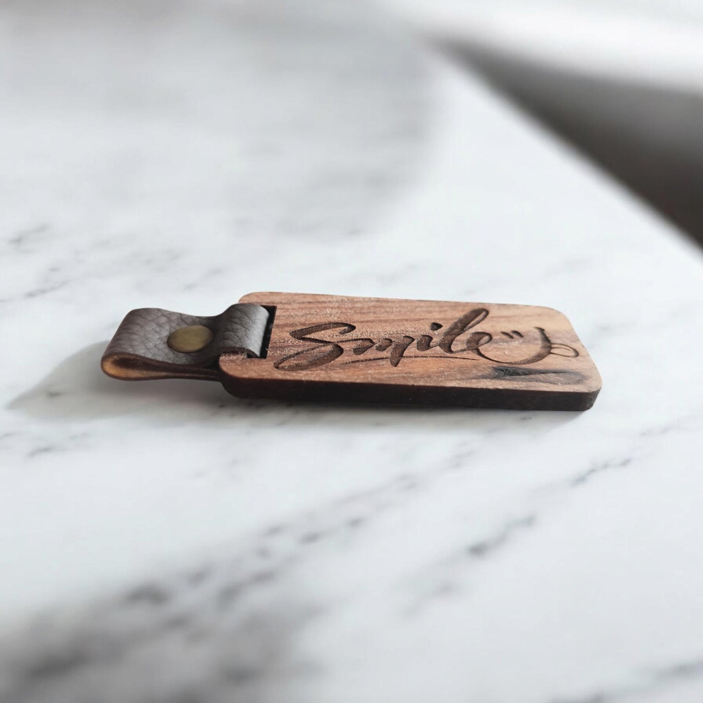 Personalized Walnut Wood Keychain