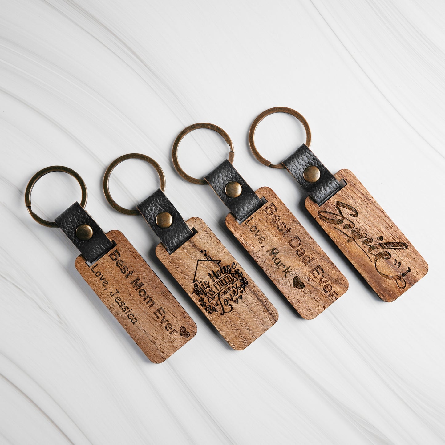 Personalized Walnut Wood Keychain