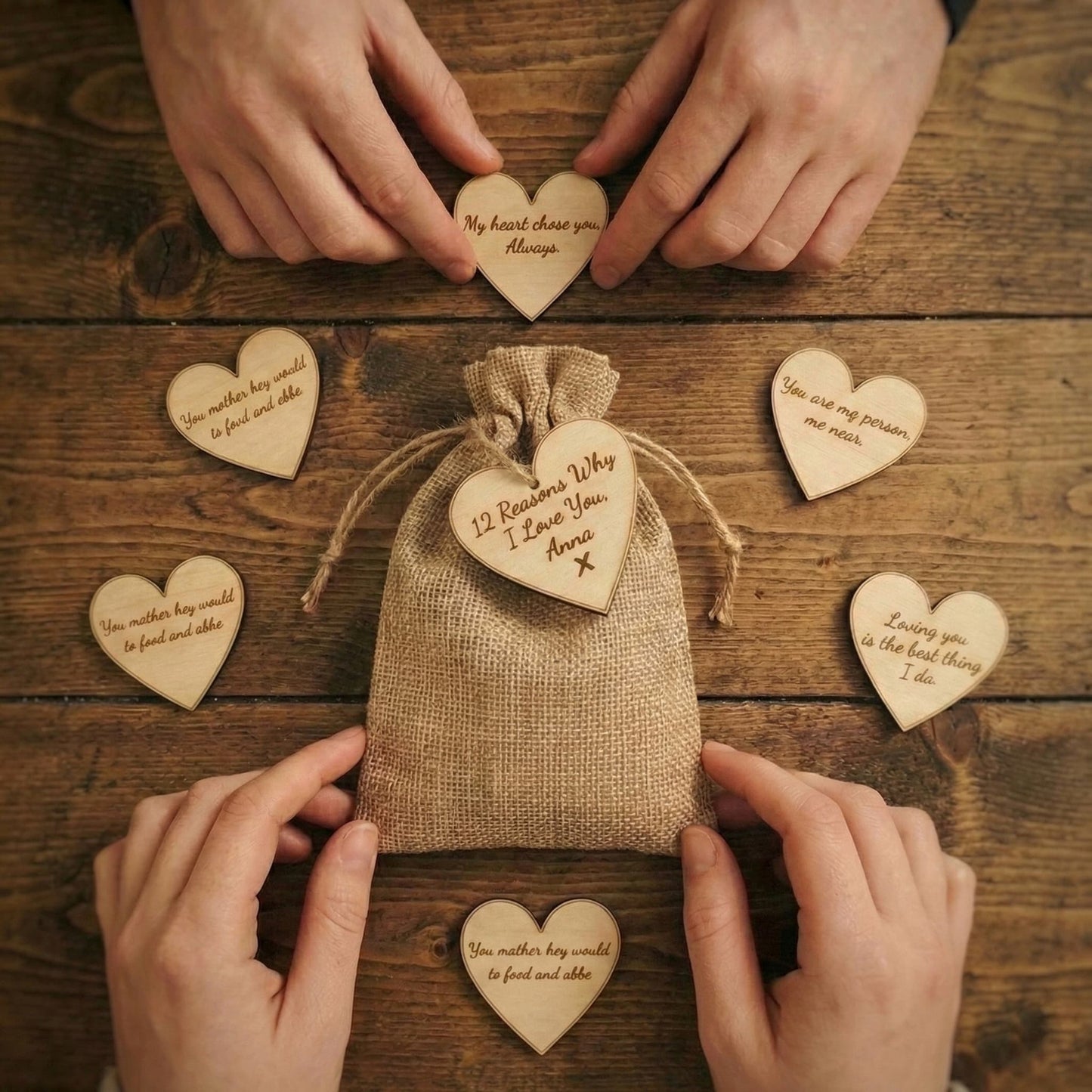 Personalized 12 Reasons Why I Love You Gift, Wooden Heart