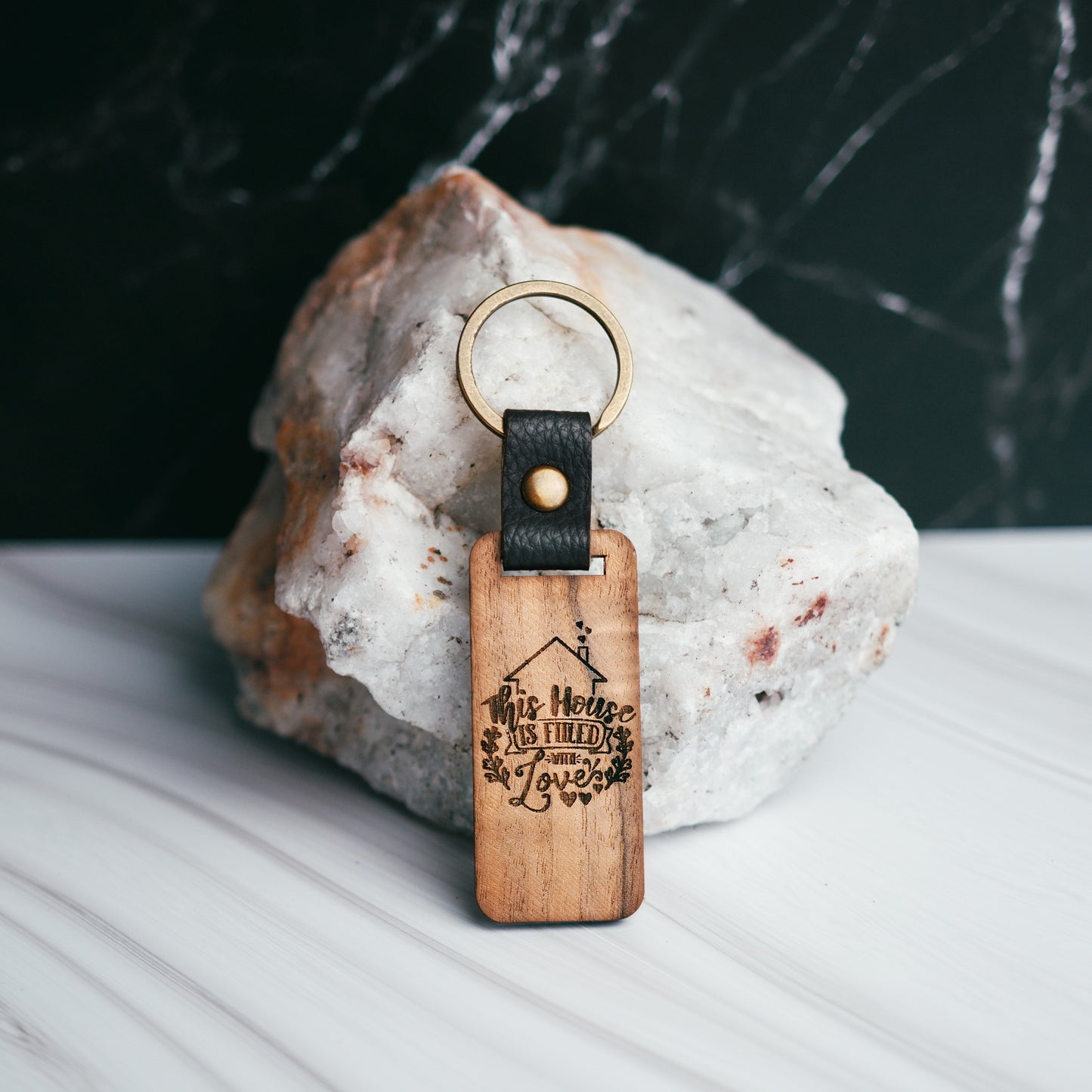Personalized Walnut Wood Keychain