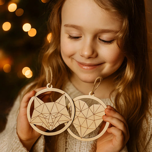 Wooden Christmas Ornaments – Geometric & Cute Laser-Cut Designs
