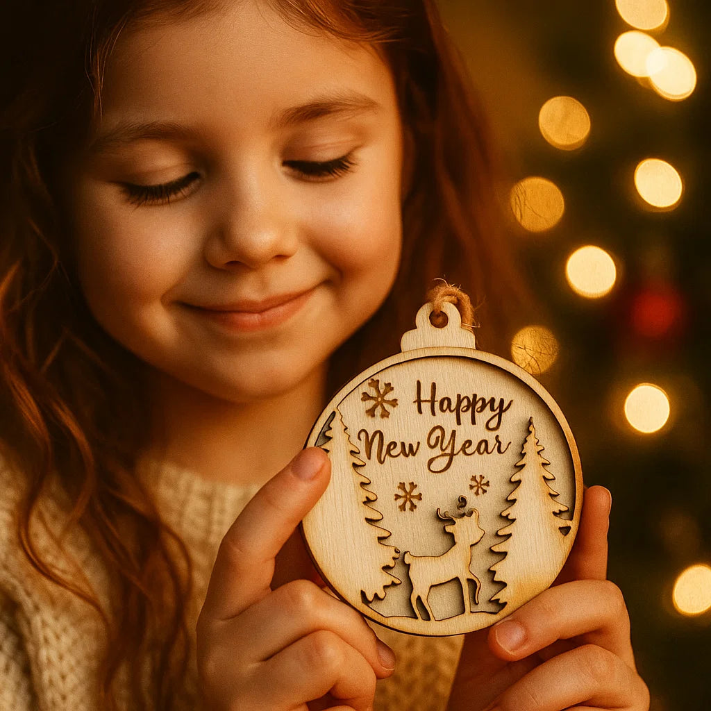 Wooden Christmas Bauble Ornament – Laser-Cut Holiday Designs