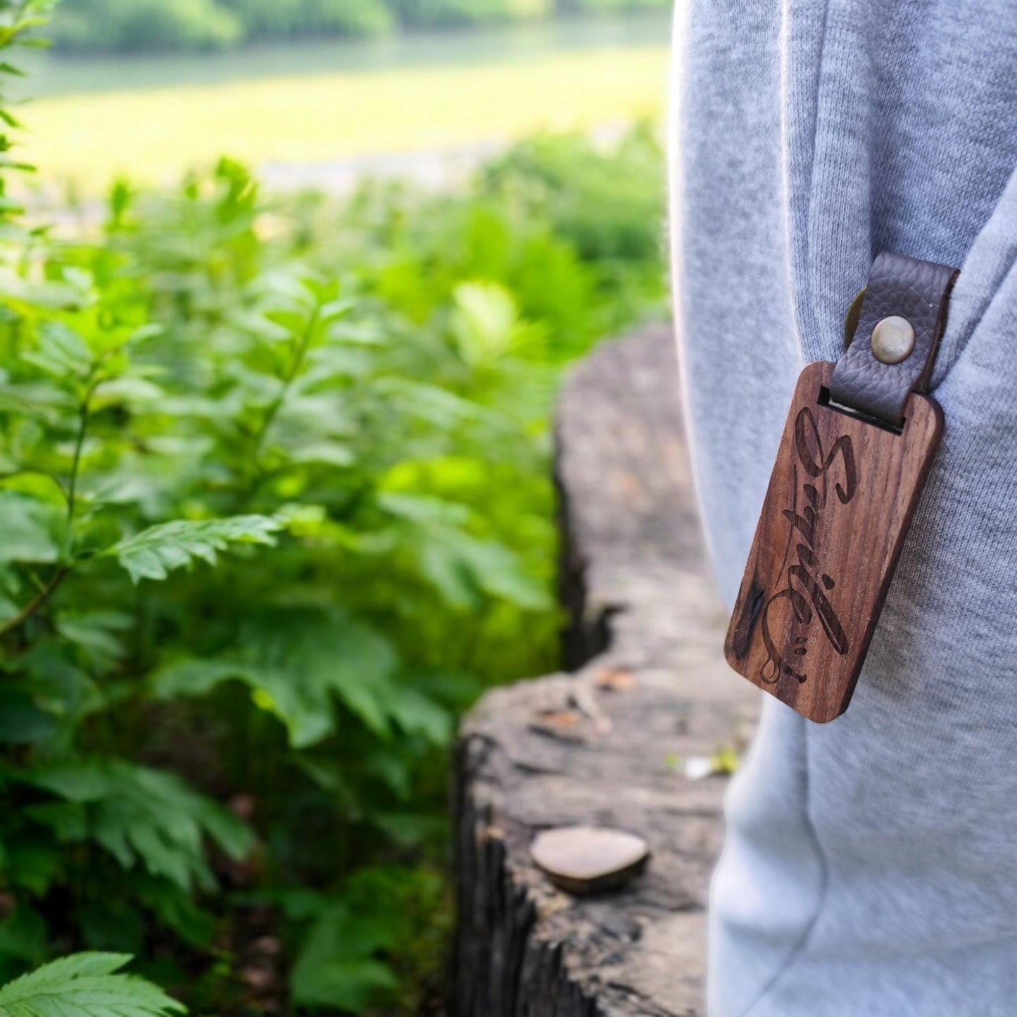 Personalized Walnut Wood Keychain