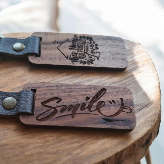 Personalized Walnut Wood Keychain