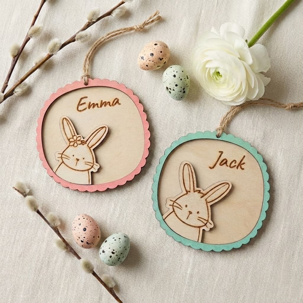 Custom Easter basket round name ornament