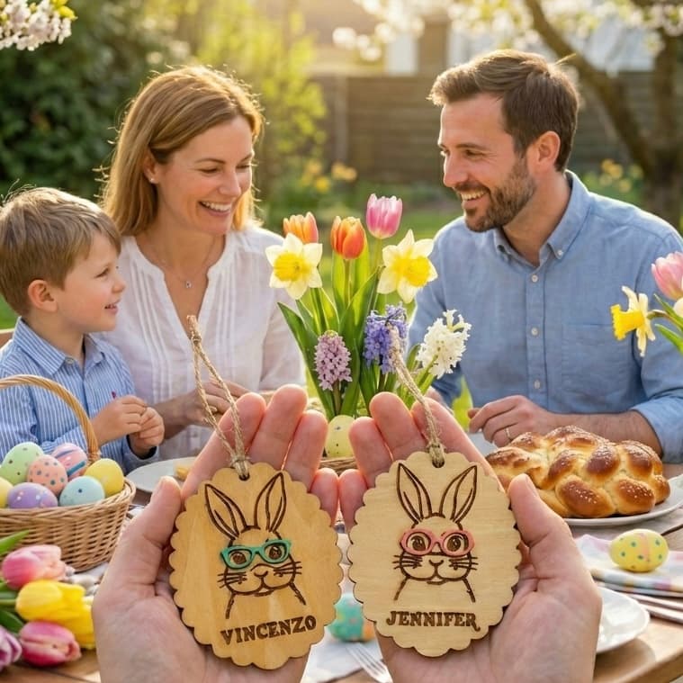 Custom name Easter ornament bunny face with twine hanger