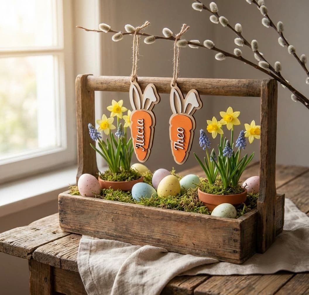 Spring wooden carrot ornament personalized
