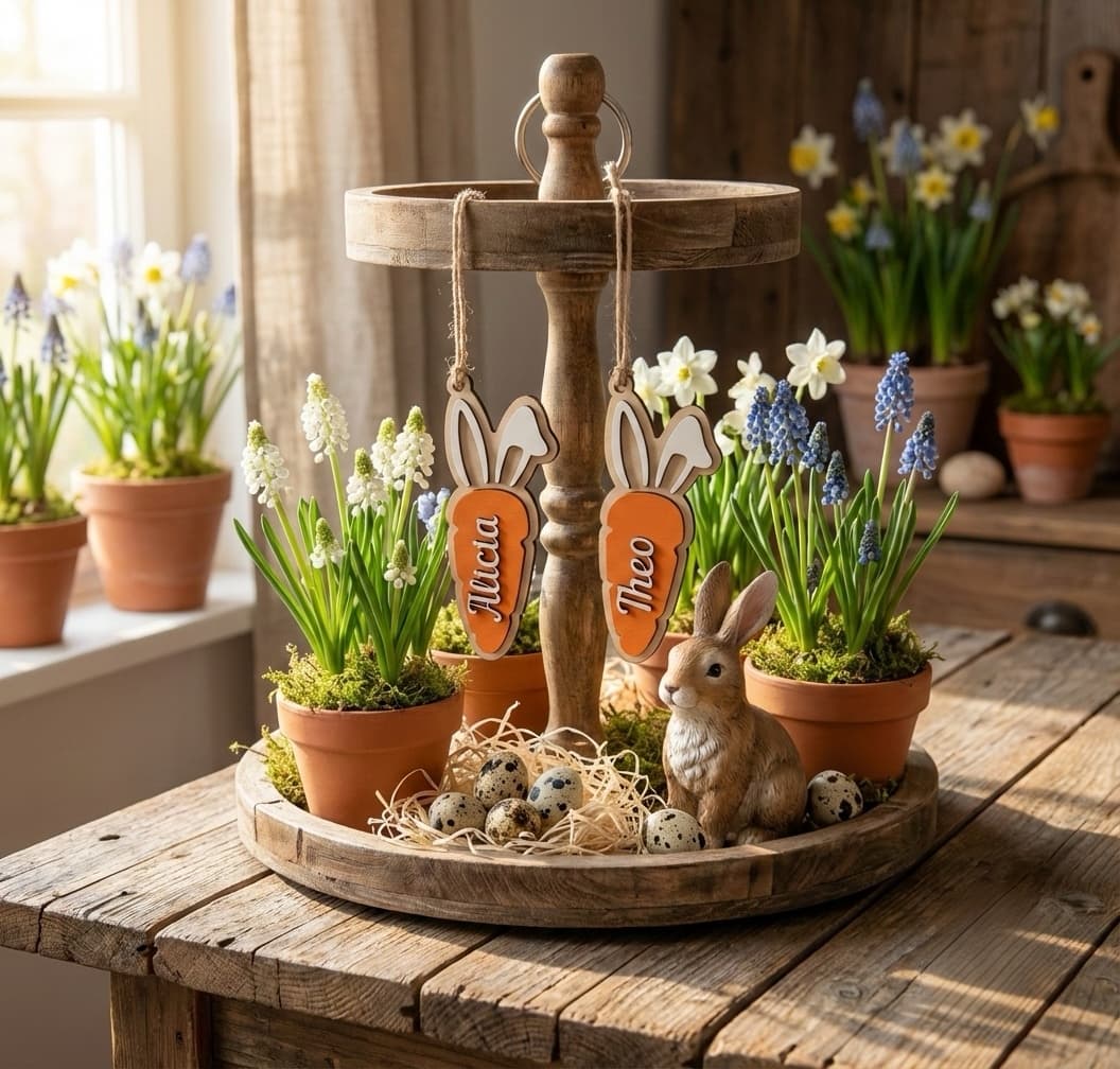 Custom bunny carrot decoration layered wood design