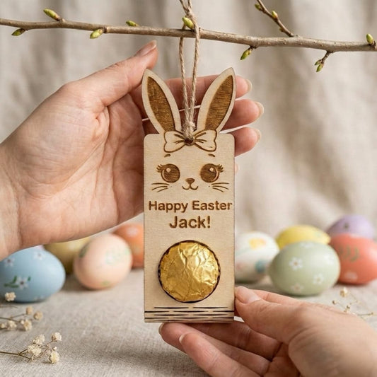 Personalized Easter bunny chocolate holder with Ferrero