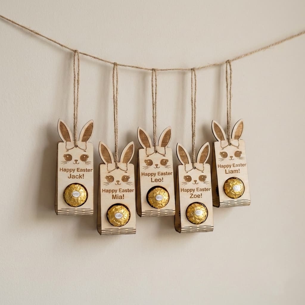 Bunny tag with chocolate gift included