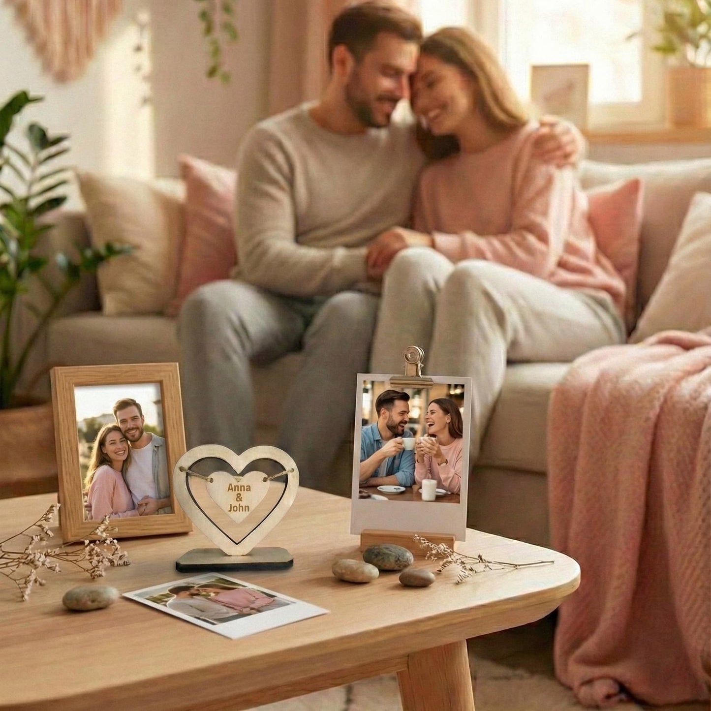 Personalized Wooden Heart Stand – Custom Engraved Gift