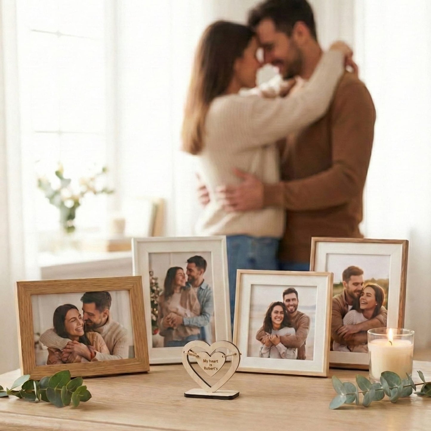 Personalized Wooden Heart Stand – Custom Engraved Gift