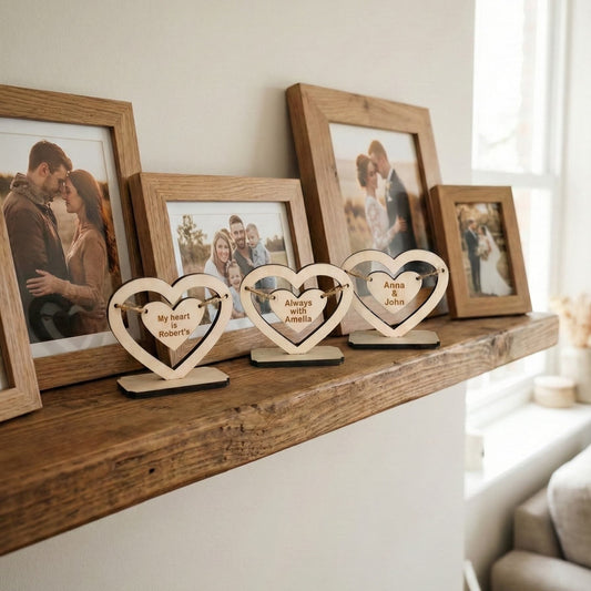 Personalized Wooden Heart Stand – Custom Engraved Gift