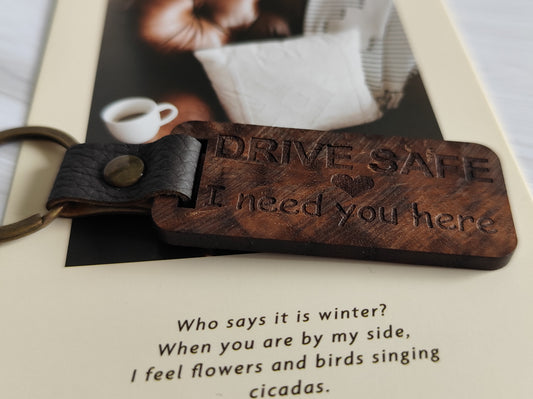 Personalized Walnut Wood Keychain