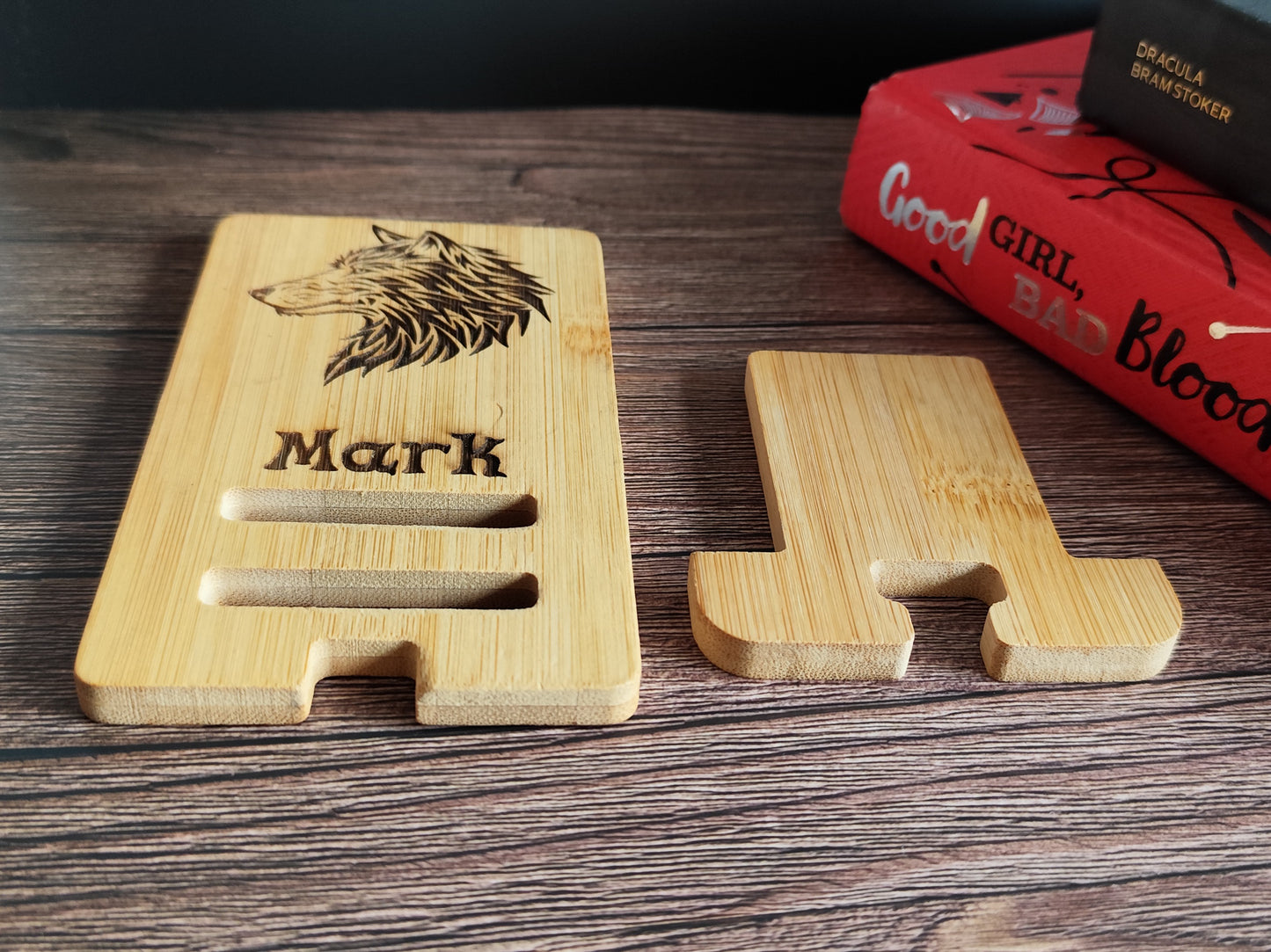Personalized Phone Holder – Wooden Stand with Individual Engraving