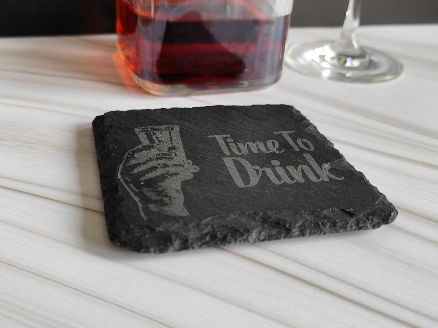 Engraved Stone Coasters for Hot Drinks & Alcohol