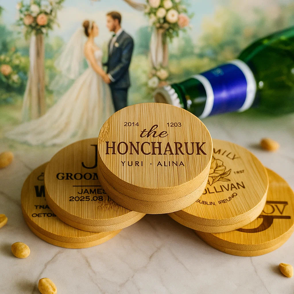 Personalized Wooden Bottle Opener – Unique Gift for Wedding, Groomsmen, or Couple