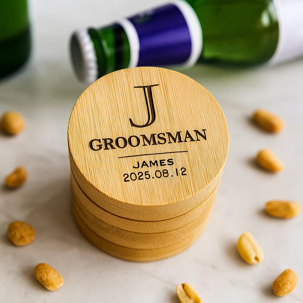 Personalized Wooden Bottle Opener – Unique Gift for Wedding, Groomsmen, or Couple
