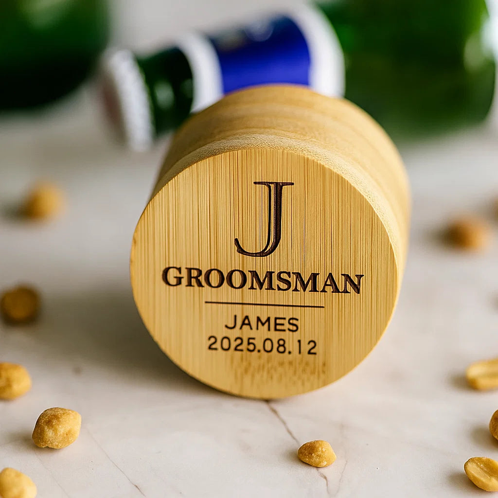 Personalized Wooden Bottle Opener – Unique Gift for Wedding, Groomsmen, or Couple