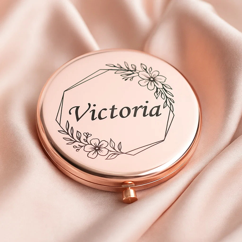 Personalized Compact Mirror – Custom Engraved Gift for Her, Bridesmaid, Mom