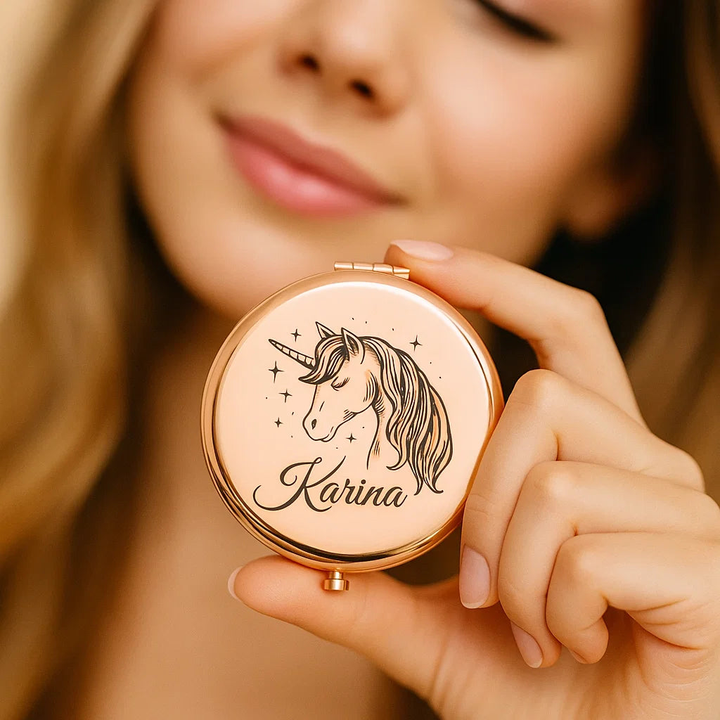 Personalized Compact Mirror – Custom Engraved Gift for Her, Bridesmaid, Mom