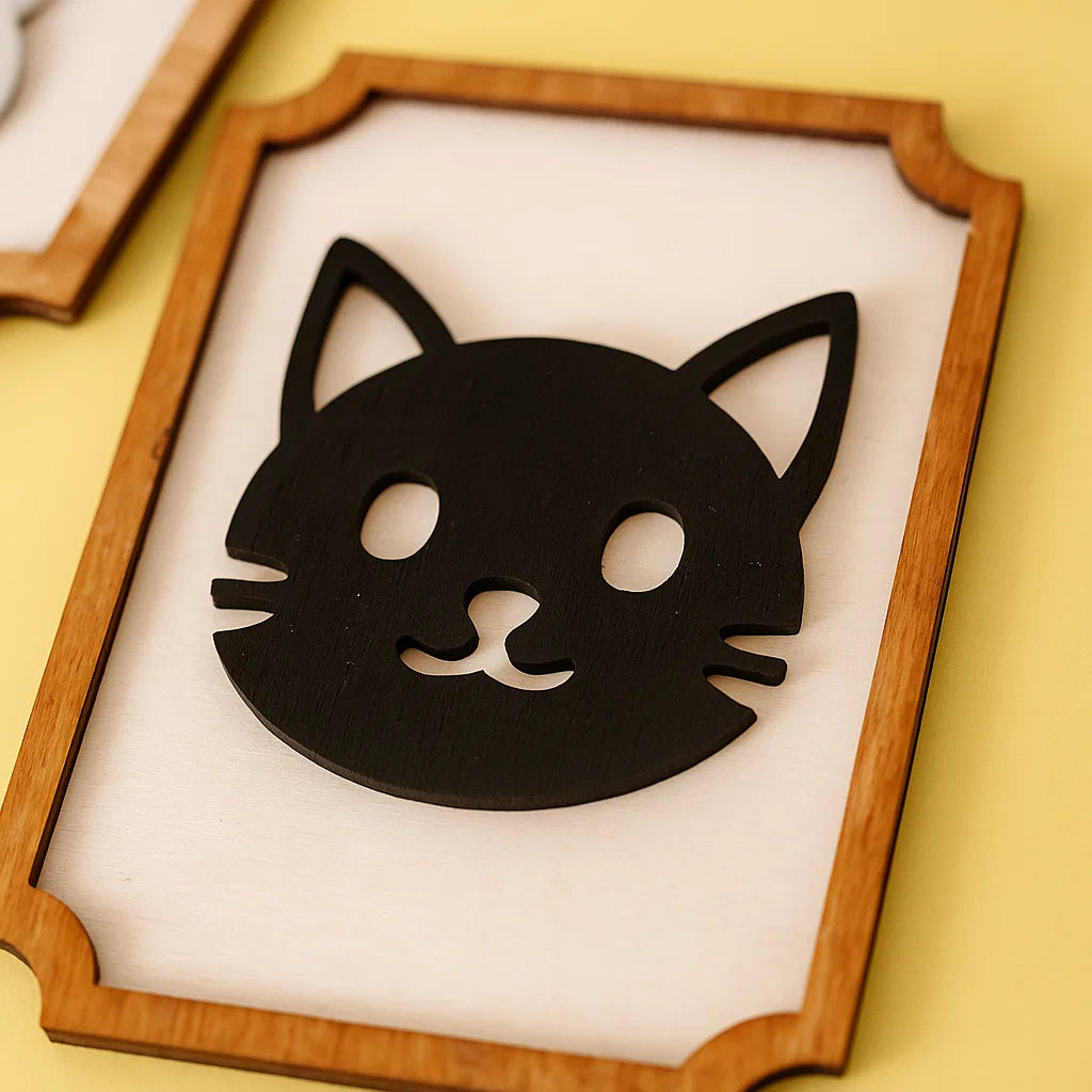 Wooden Halloween Wall Decor – Ghost & Cat Frames | Custom Colors & Designs Available | Hand-Painted Acrylic Ornaments