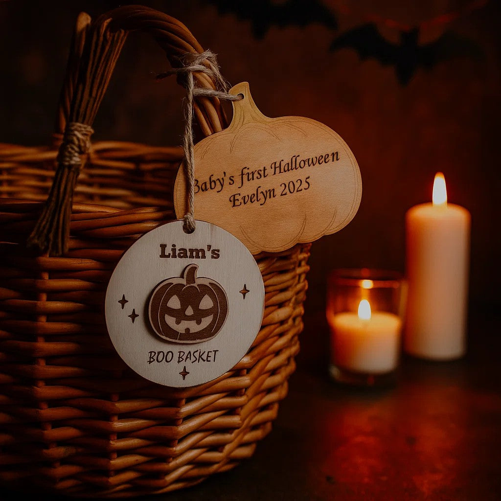 Personalised Baby’s First Halloween Ornament – Wooden Pumpkin Keepsake