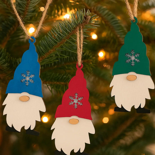 Wooden Christmas Gnome Ornament – Festive Holiday Decoration