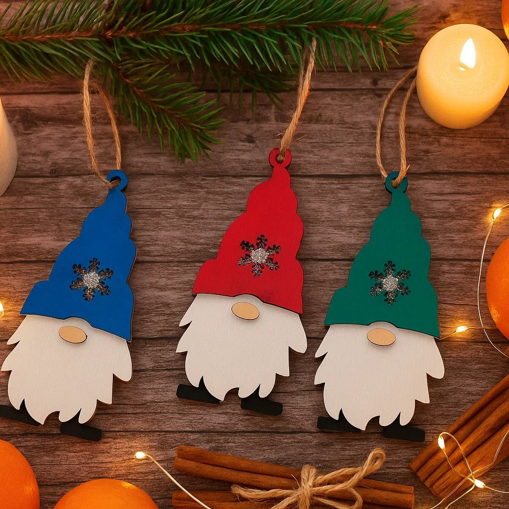 Wooden Christmas Gnome Ornament – Festive Holiday Decoration