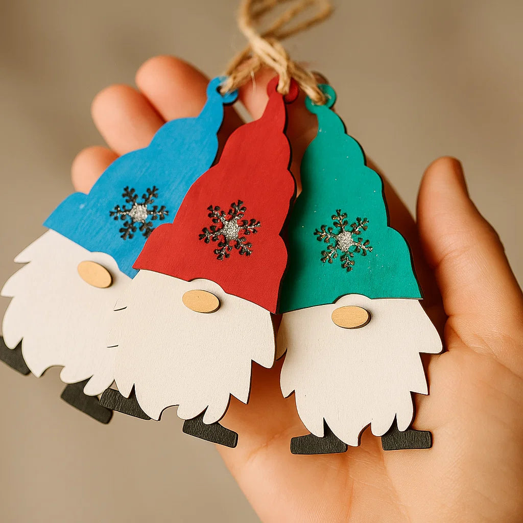 Wooden Christmas Gnome Ornament – Festive Holiday Decoration
