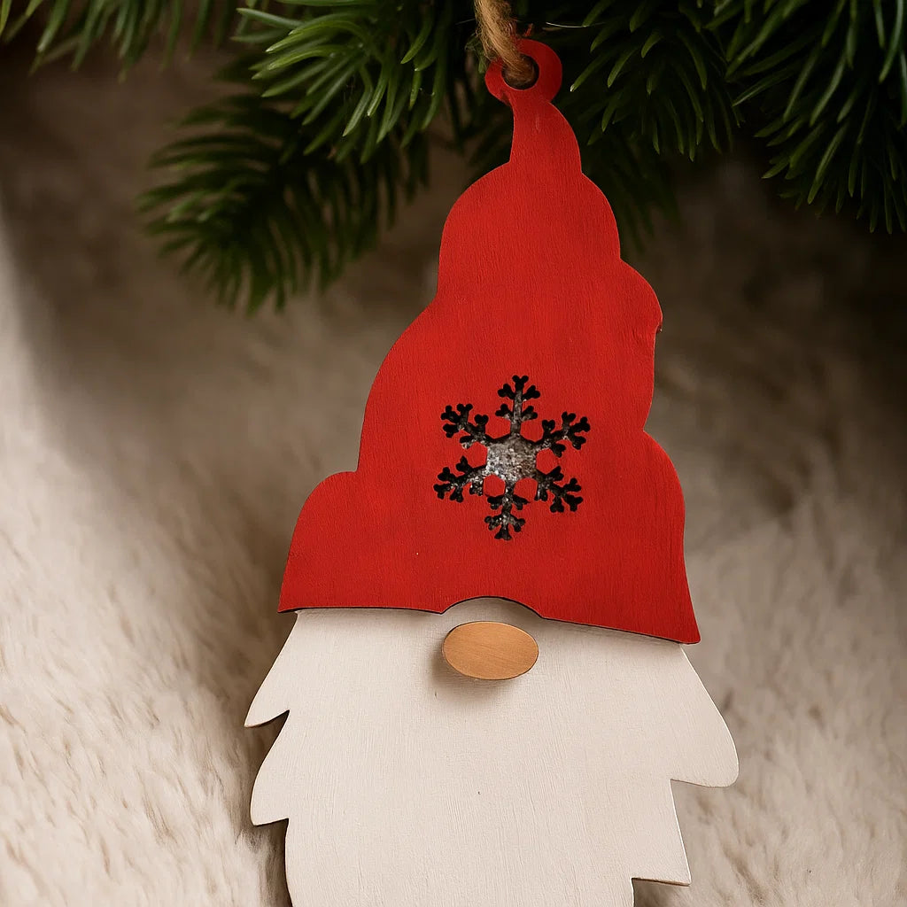 Wooden Christmas Gnome Ornament – Festive Holiday Decoration