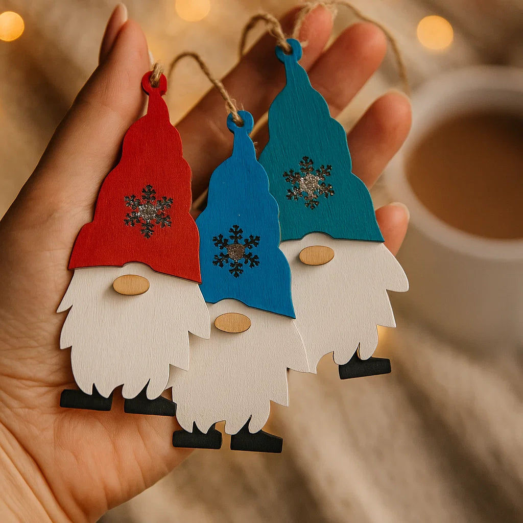 Wooden Christmas Gnome Ornament – Festive Holiday Decoration