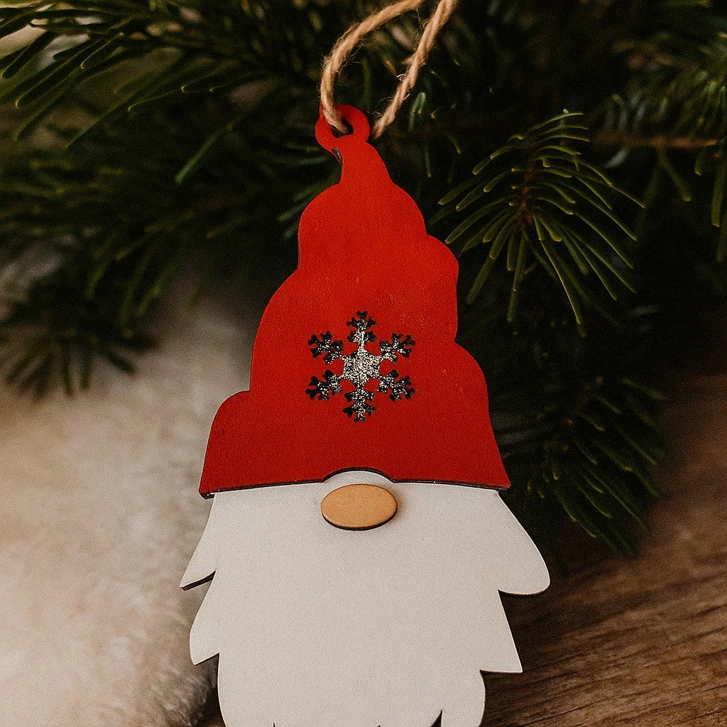 Wooden Christmas Gnome Ornament – Festive Holiday Decoration