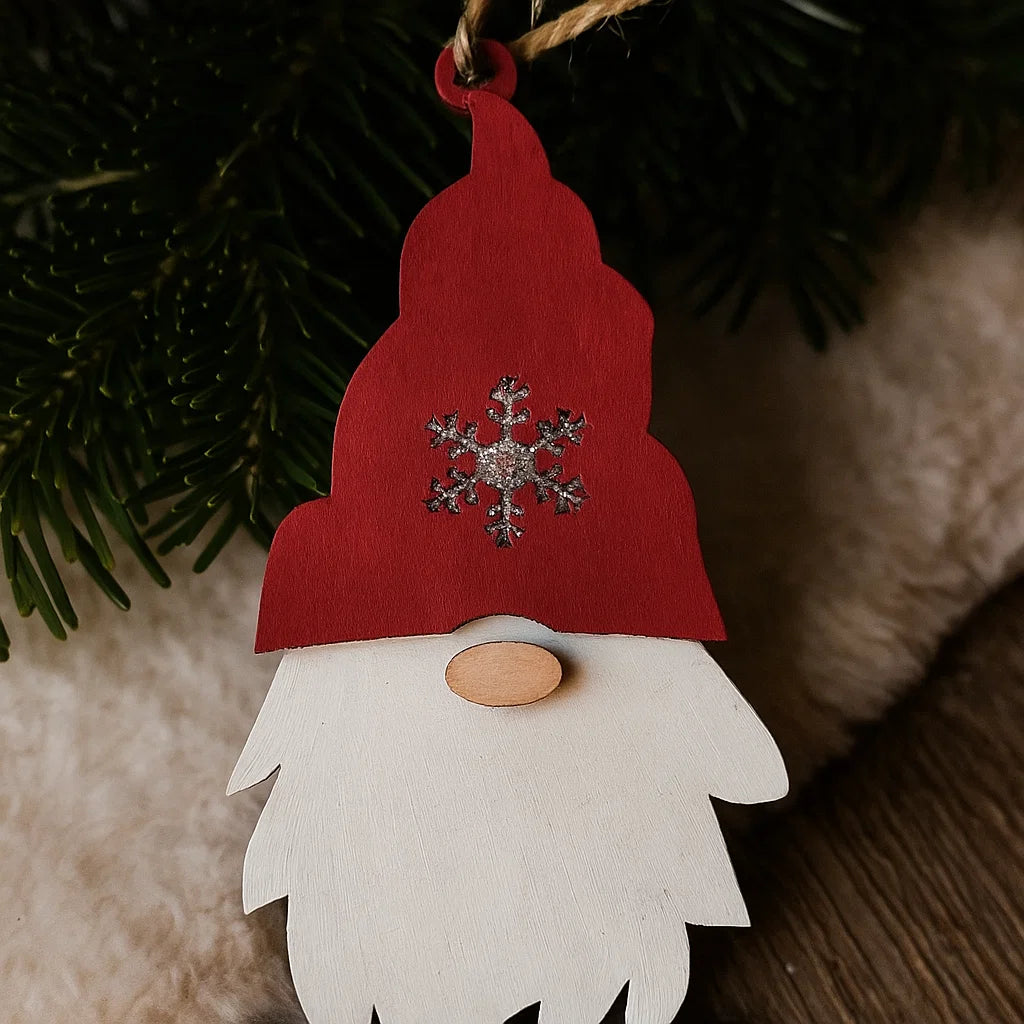 Wooden Christmas Gnome Ornament – Festive Holiday Decoration