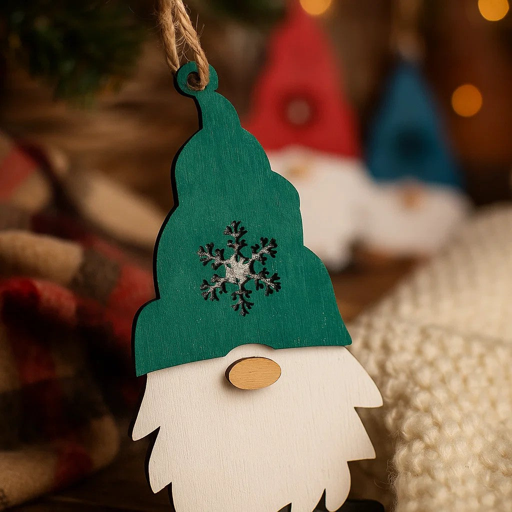 Wooden Christmas Gnome Ornament – Festive Holiday Decoration